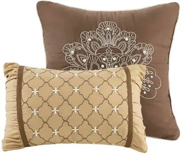 Olliix by Madison Park Brown/Gold King Bellagio 5 Piece Reversible Jacquard Bedspread Set