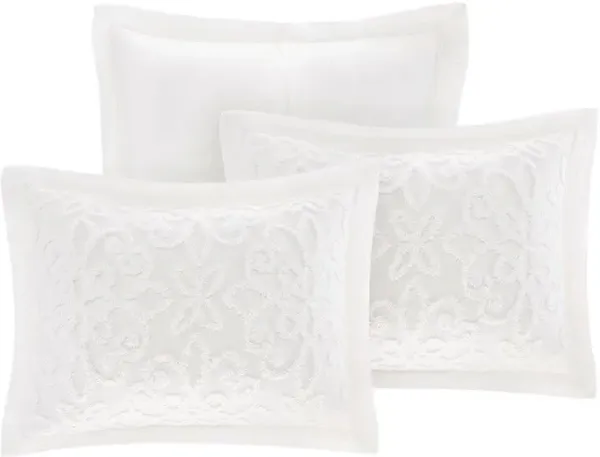 Olliix by Madison Park 5 Piece White Sabrina Tufted Cotton Chenille Daybed Set