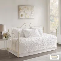 Olliix by Madison Park 5 Piece White Sabrina Tufted Cotton Chenille Daybed Set