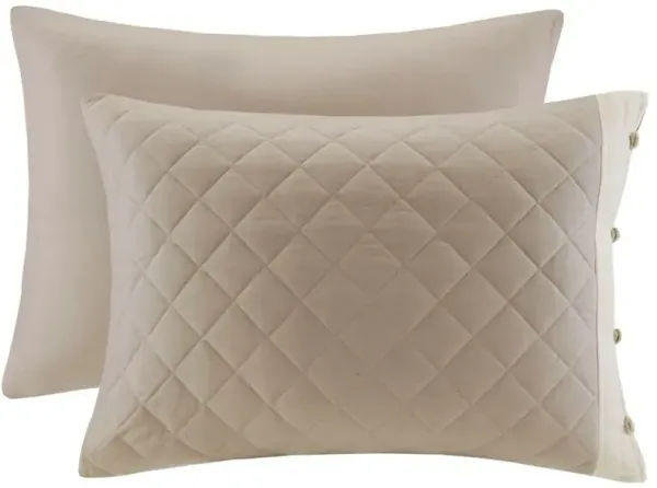 Olliix by Madison Park 4 Piece Khaki Full/Queen Breanna Cotton Reversible Tailored Bedspread Set