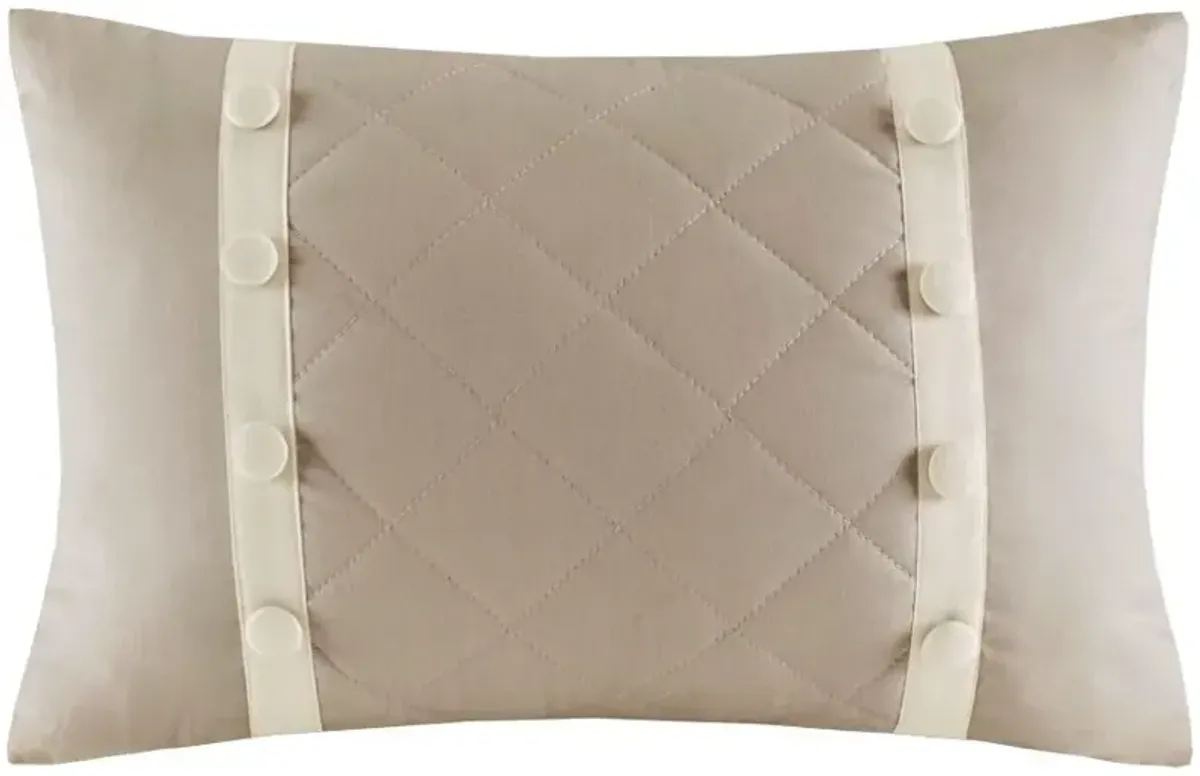 Olliix by Madison Park 4 Piece Khaki Full/Queen Breanna Cotton Reversible Tailored Bedspread Set