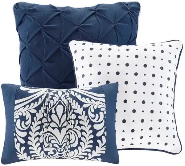 Olliix by Madison Park 6 Piece Indigo Full/Queen Vienna Reversible Coverlet Set