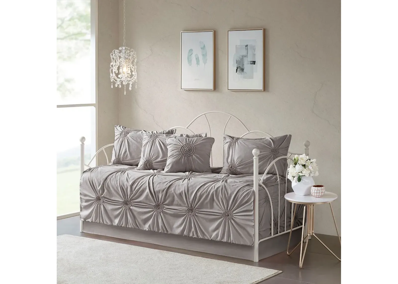 Olliix by Madison Park 6 Piece Dark Gray Leila Reversible Daybed Cover Set