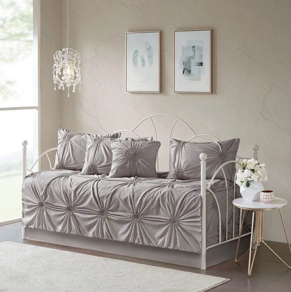 Olliix by Madison Park 6 Piece Dark Gray Leila Reversible Daybed Cover Set