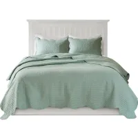 Olliix by Madison Park 3 Piece Seafoam Full/Queen Tuscany Reversible Scalloped Edge Coverlet Set