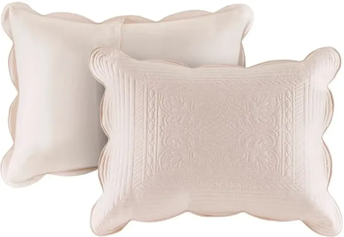 Olliix by Madison Park 3 Piece Blush King/California King Tuscany Reversible Scalloped Edge Coverlet Set