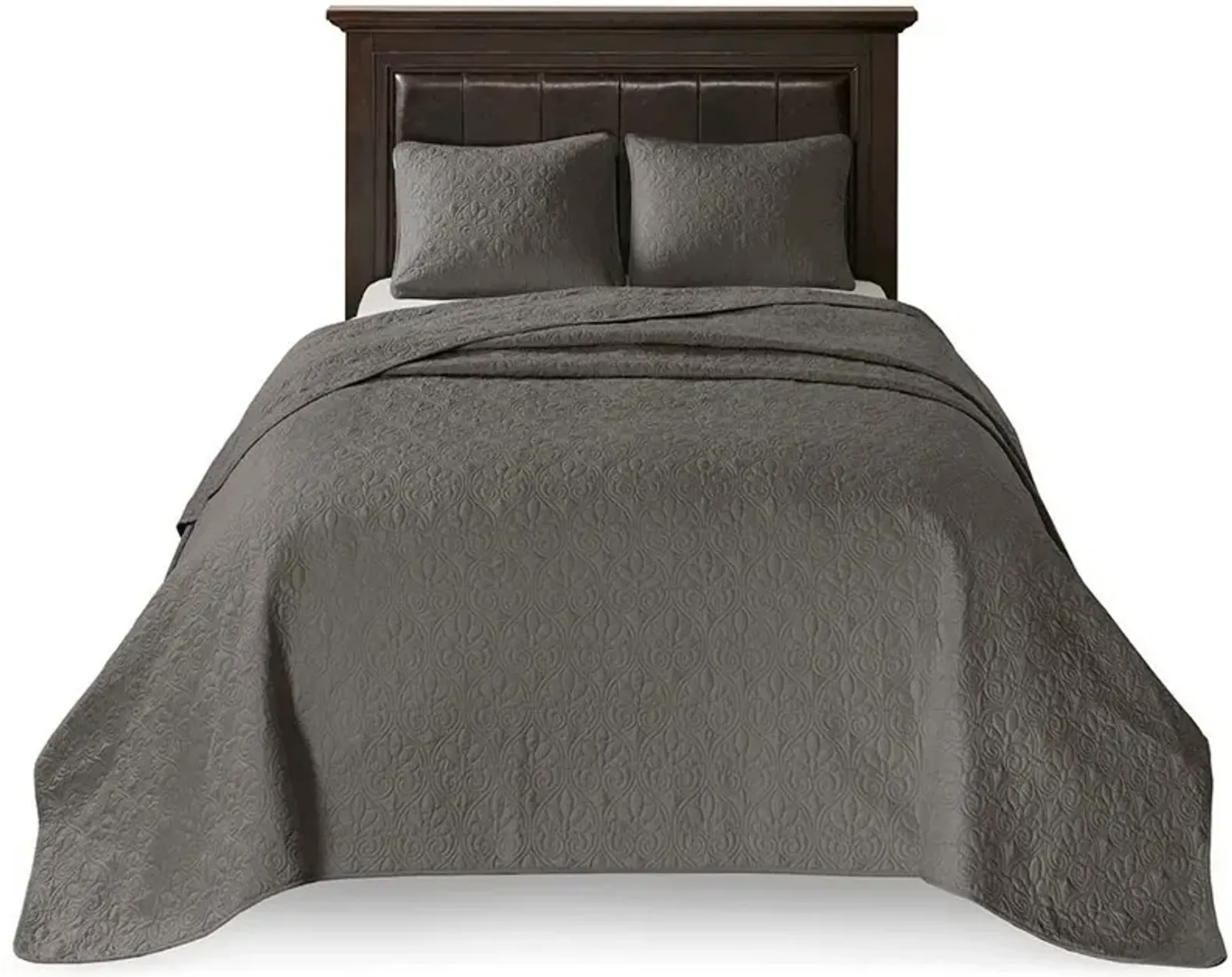 Olliix by Madison Park Dark Grey Queen Quebec Reversible Bedspread Set