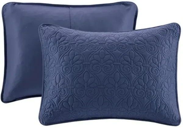 Olliix by Madison Park Navy Twin Quebec Reversible Bedspread Set