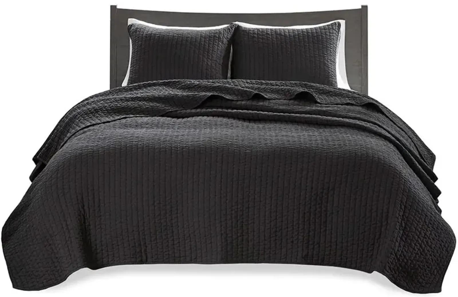 Olliix by Madison Park Black Twin/Twin XL Keaton Reversible Coverlet Set