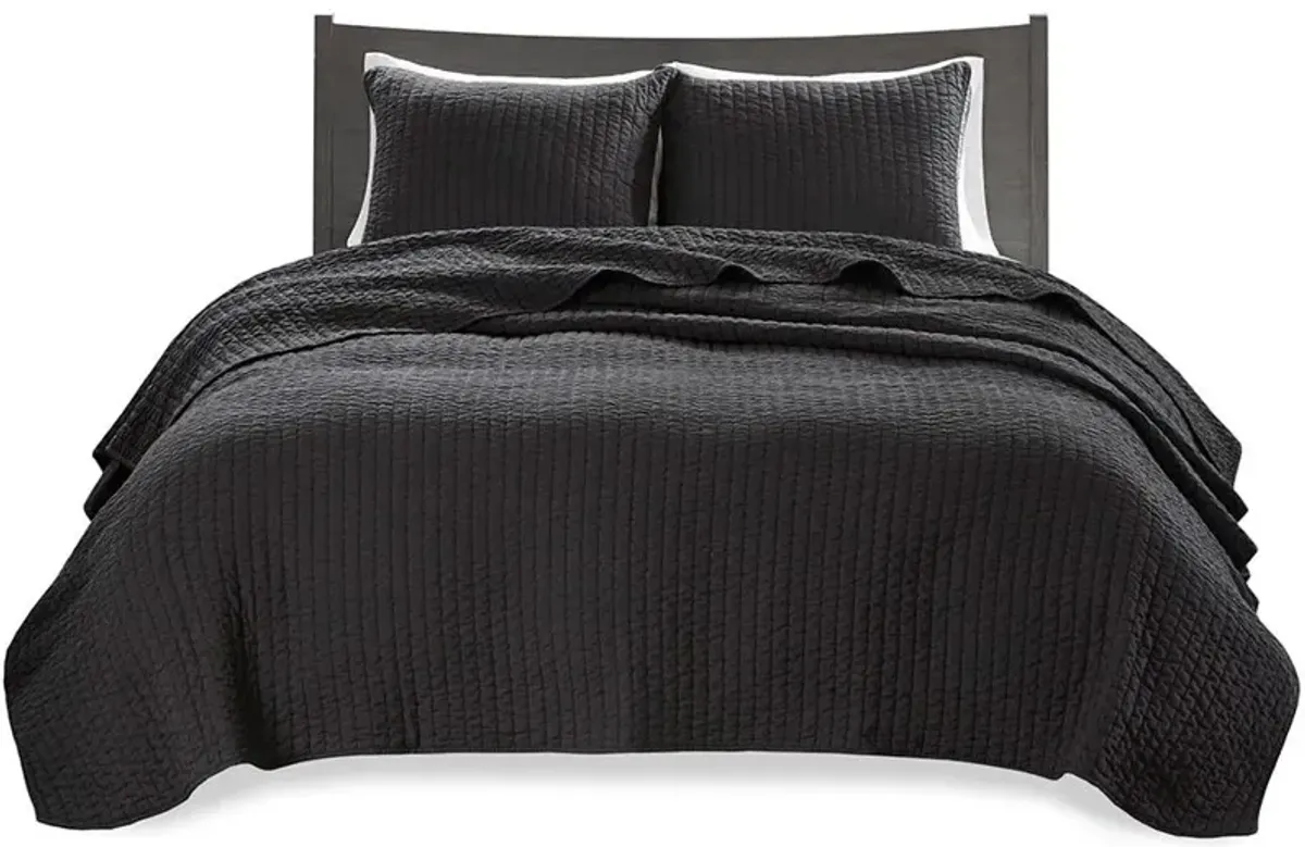 Olliix by Madison Park Black Full/Queen Keaton Reversible Coverlet Set