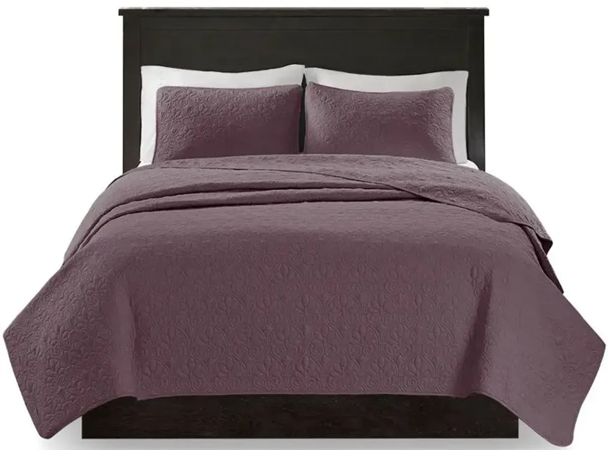 Olliix by Madison Park Purple Full/Queen Quebec Reversible Coverlet Set