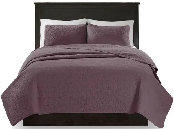 Olliix by Madison Park Purple Full/Queen Quebec Reversible Coverlet Set