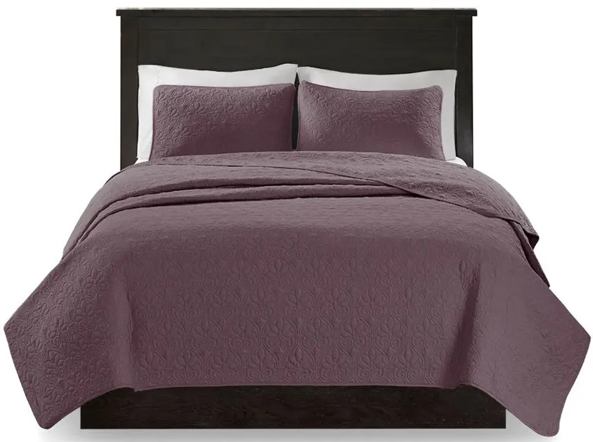 Olliix by Madison Park Purple Full/Queen Quebec Reversible Coverlet Set