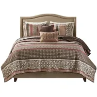 Olliix by Madison Park Red Full/Queen Princeton 5 Piece Reversible Jacquard Coverlet Set