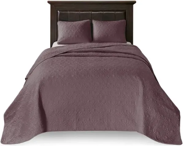 Olliix by Madison Park Purple Queen Quebec Reversible Bedspread Set