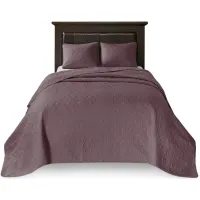 Olliix by Madison Park Purple Queen Quebec Reversible Bedspread Set