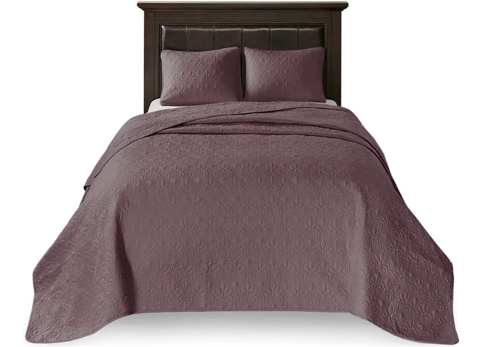 Olliix by Madison Park Purple Queen Quebec Reversible Bedspread Set