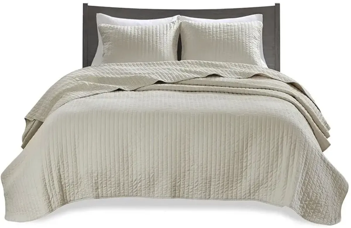 Olliix by Madison Park Cream Twin/Twin XL Keaton Reversible Coverlet Set