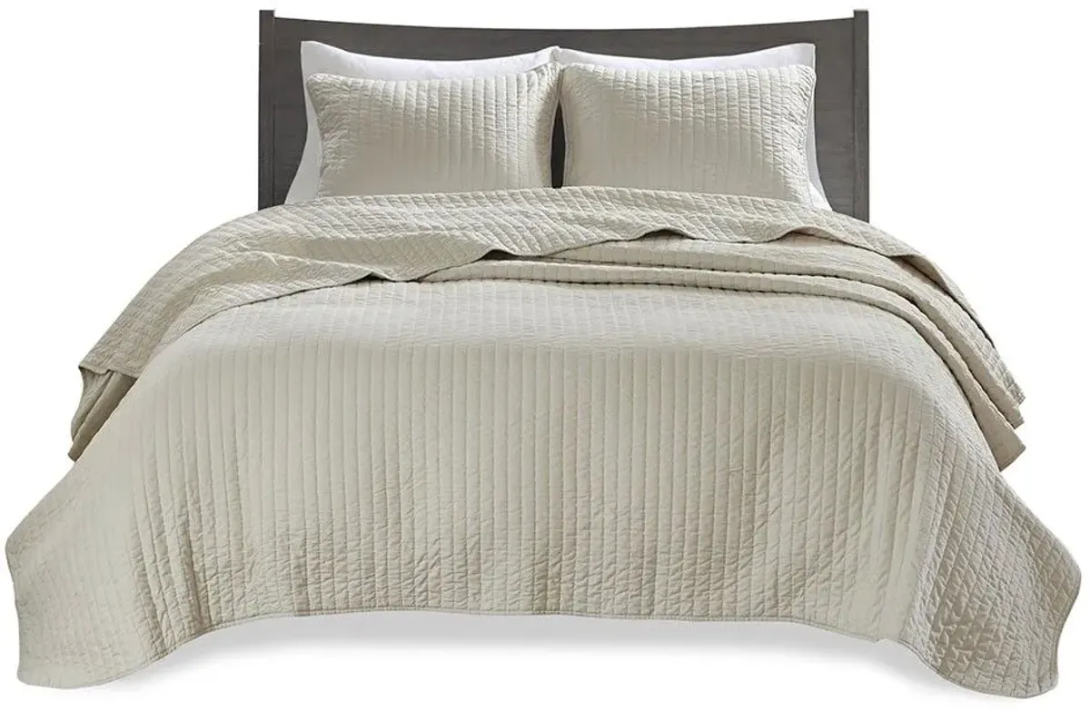 Olliix by Madison Park Cream Twin/Twin XL Keaton Reversible Coverlet Set