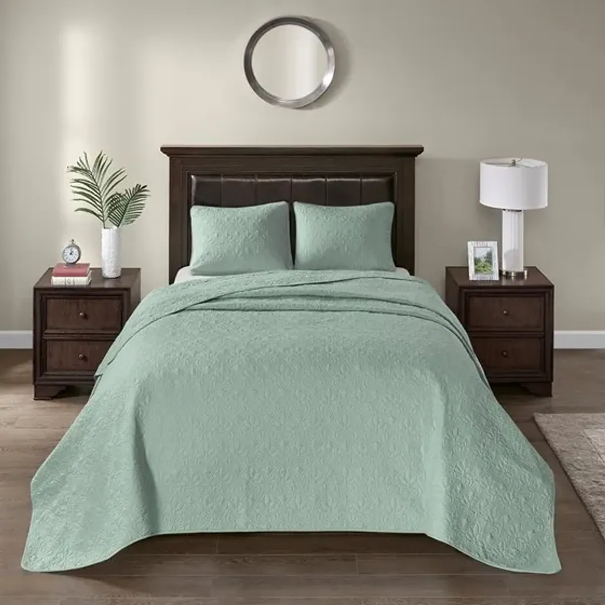 Olliix by Madison Park Quebec Seafoam Twin Reversible Bedspread Set