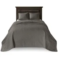 Olliix by Madison Park Quebec Dark Grey Full Reversible Bedspread Set