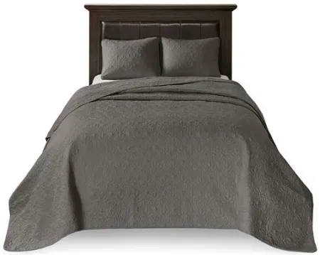 Olliix by Madison Park Quebec Dark Grey Full Reversible Bedspread Set