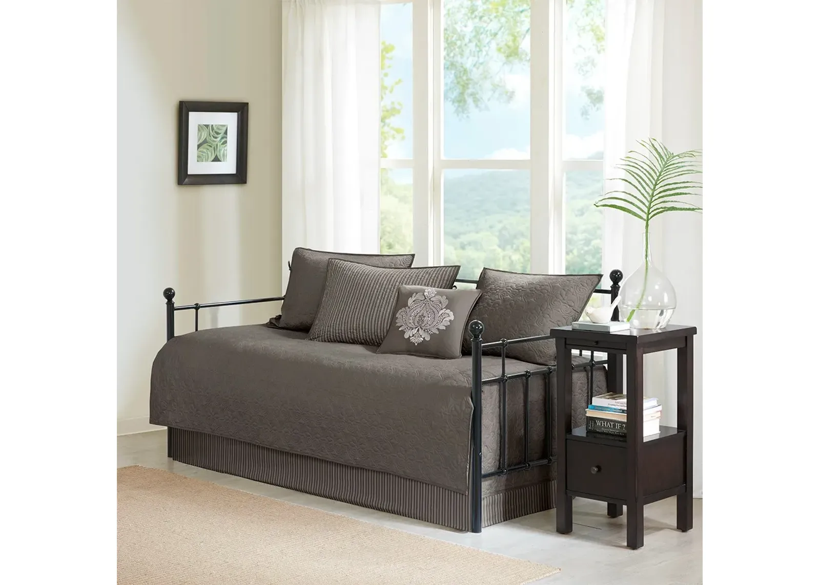 Olliix by Madison Park 6 Piece Dark Grey Quebec Reversible Daybed Cover Set