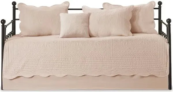 Olliix by Madison Park 6-Piece Blush Tuscany Reversible Scalloped Edge Daybed Cover Set