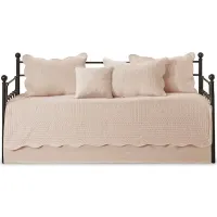 Olliix by Madison Park 6 Piece Blush Tuscany Reversible Scalloped Edge Daybed Cover Set