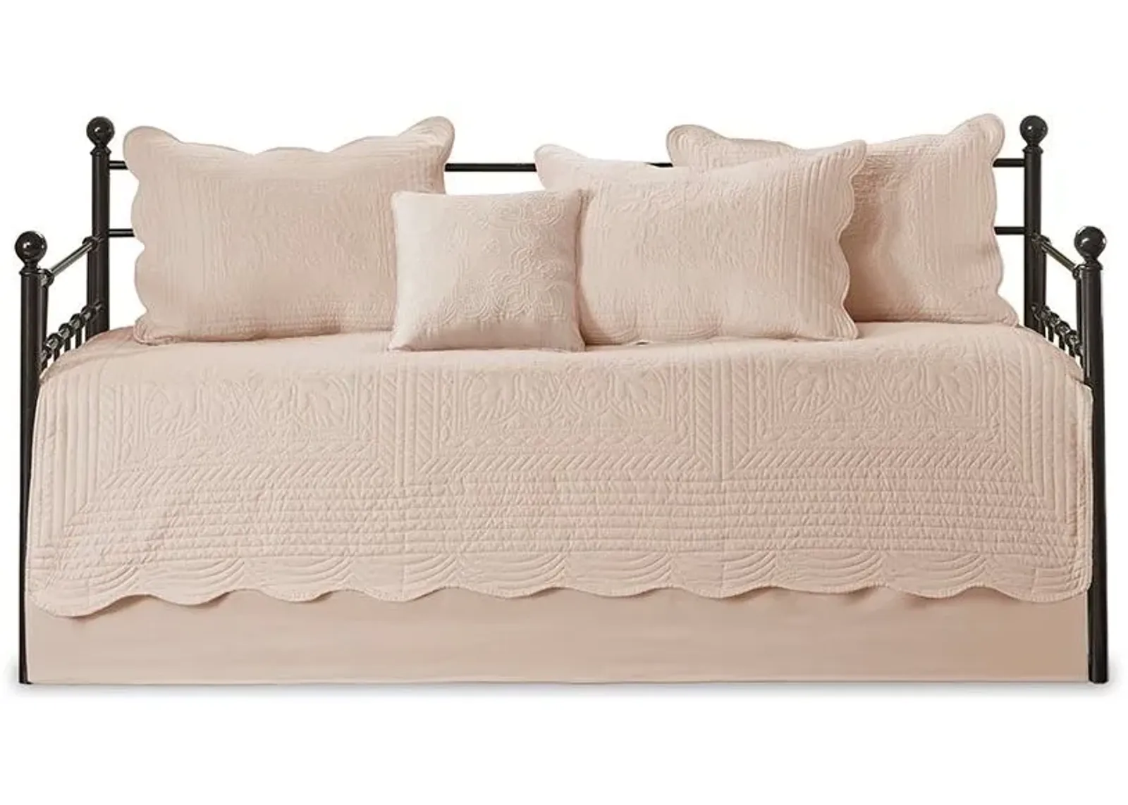 Olliix by Madison Park 6 Piece Blush Tuscany Reversible Scalloped Edge Daybed Cover Set