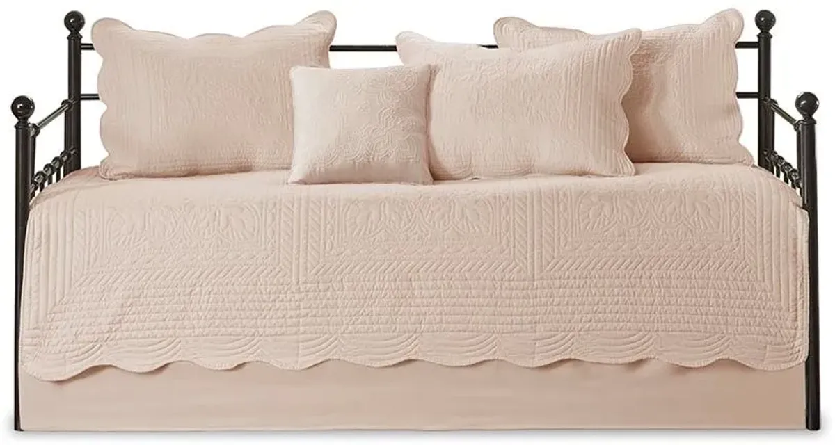 Olliix by Madison Park 6 Piece Blush Tuscany Reversible Scalloped Edge Daybed Cover Set