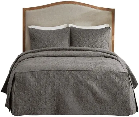 Olliix by Madison Park 3 Piece Dark Grey King Quebec Fitted Bedspread Set
