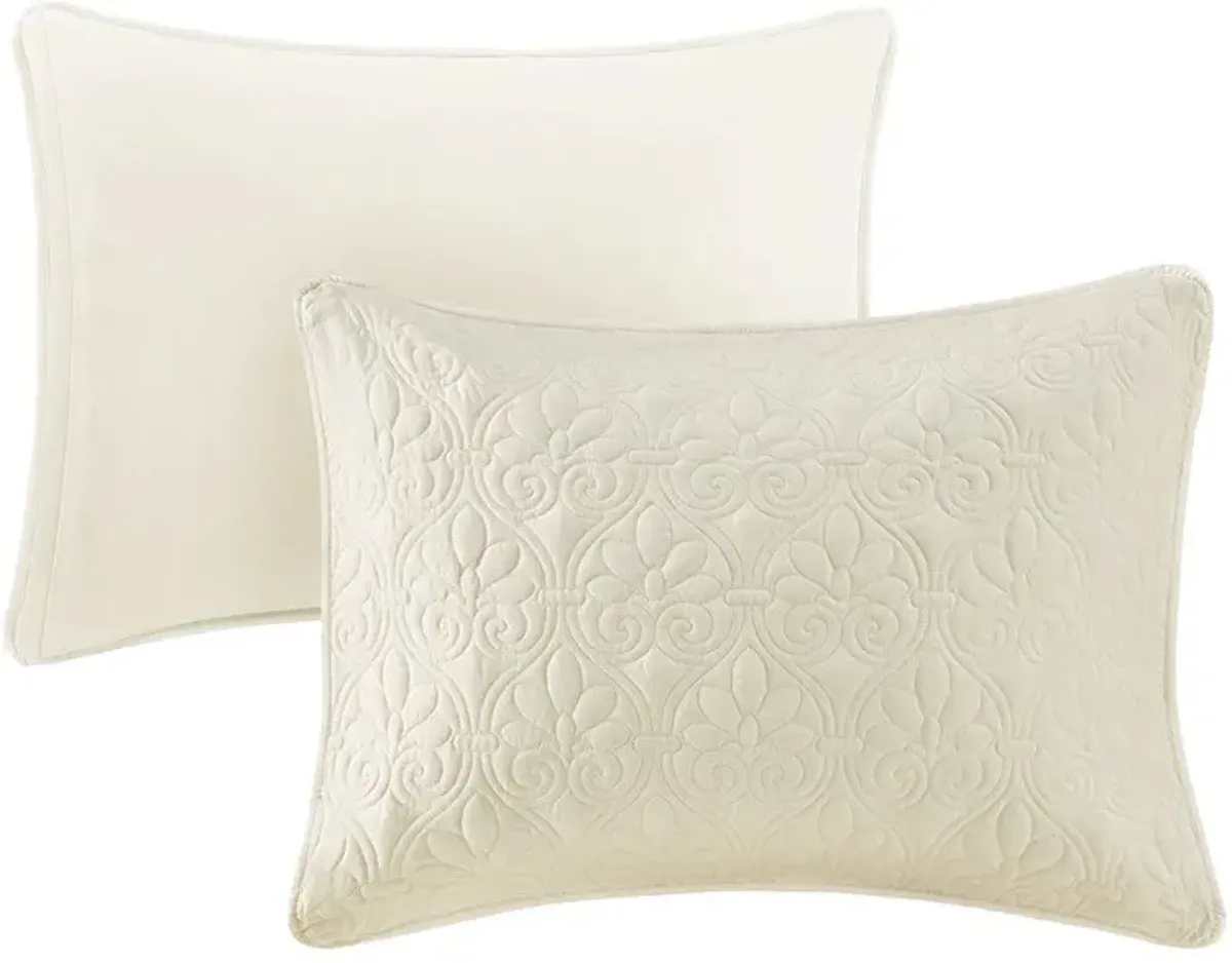 Olliix by Madison Park 3 Piece Cream Queen Quebec Fitted Bedspread Set