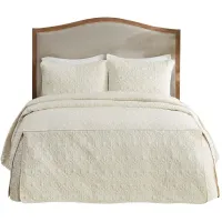 Olliix by Madison Park 3 Piece Cream Queen Quebec Fitted Bedspread Set
