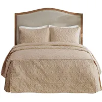 Olliix by Madison Park 3 Piece Khaki Queen Quebec Fitted Bedspread Set