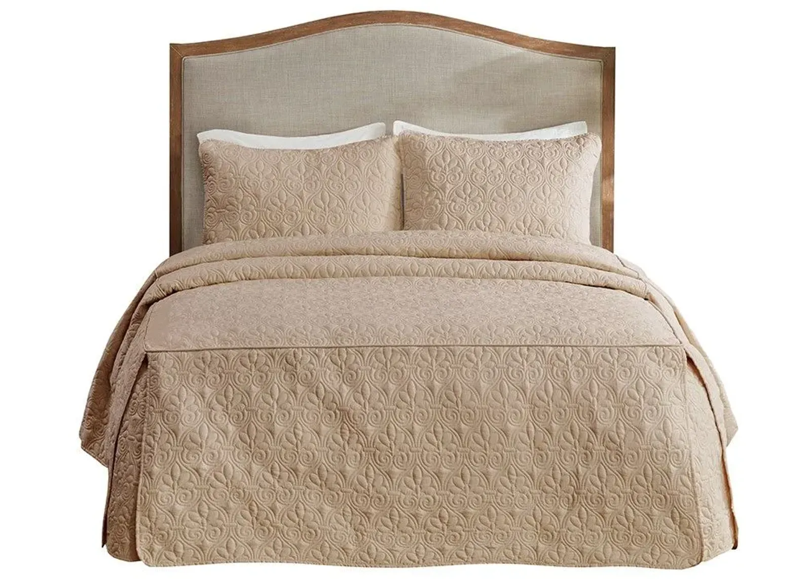 Olliix by Madison Park 3 Piece Khaki King Quebec Fitted Bedspread Set