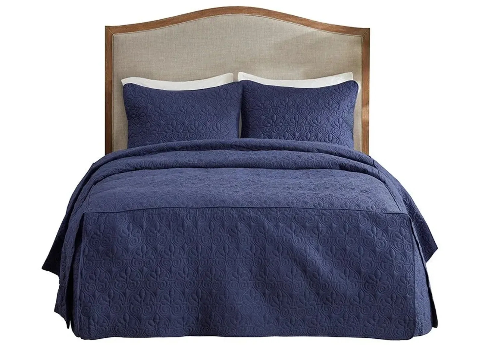 Olliix by Madison Park 3 Piece Navy Queen Quebec Fitted Bedspread Set