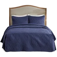 Olliix by Madison Park 3 Piece Navy King Quebec Fitted Bedspread Set