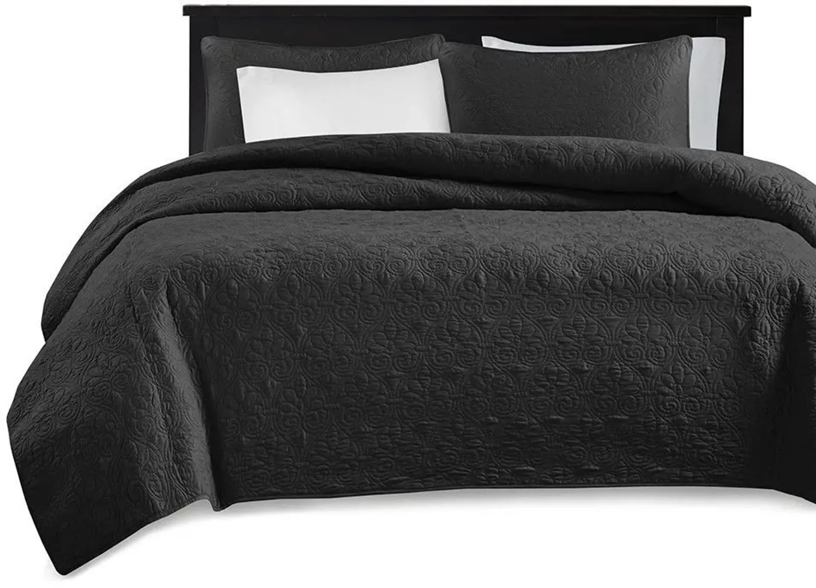 Olliix by Madison Park Black King/California King Quebec Reversible Coverlet Set