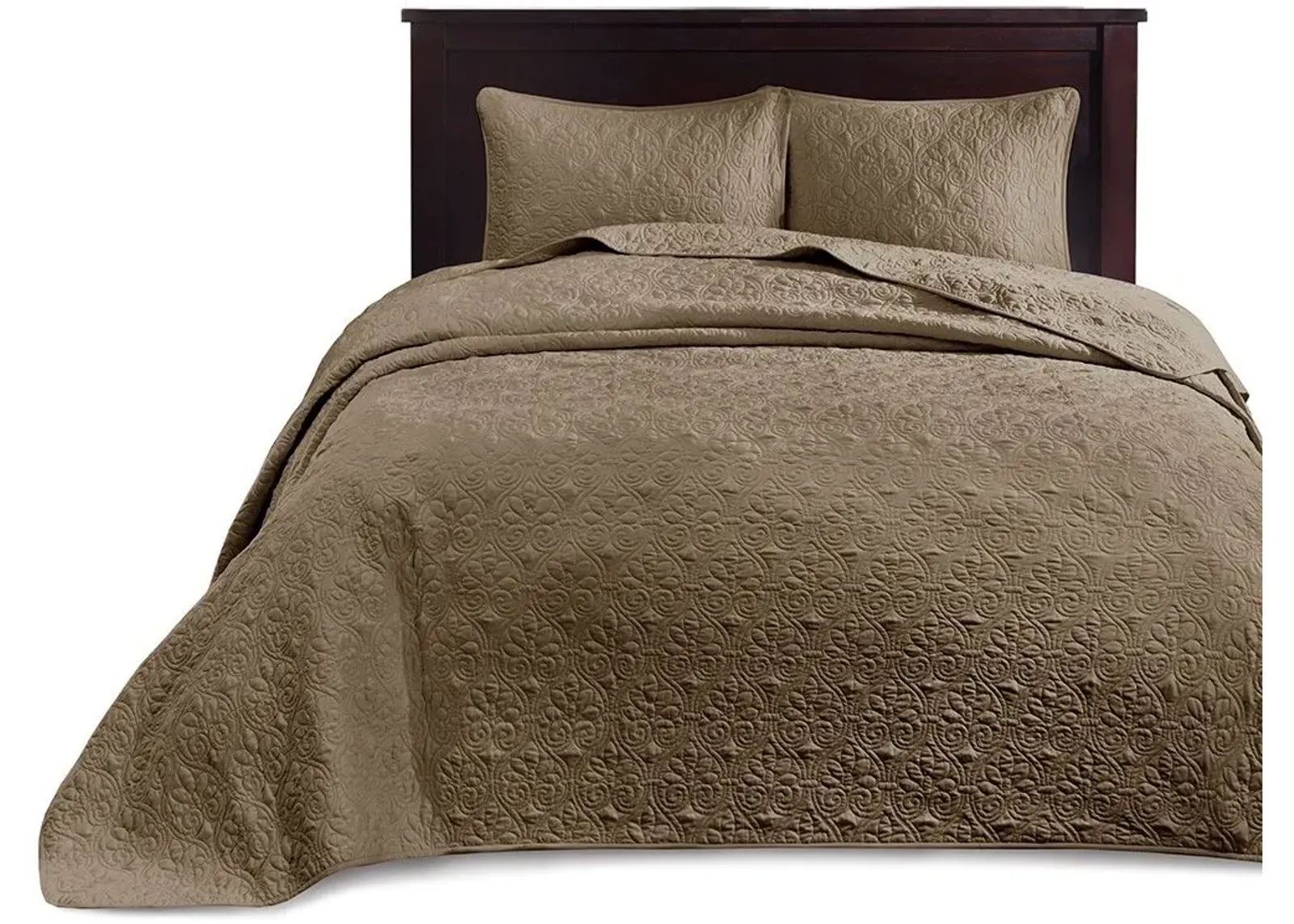 Olliix by Madison Park Mocha Queen Quebec Reversible Bedspread Set