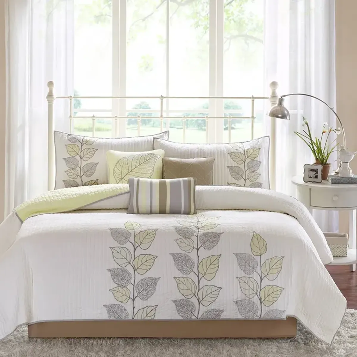 Olliix by Madison Park 6 Piece Yellow Full/Queen Caelie Reversible Coverlet Set