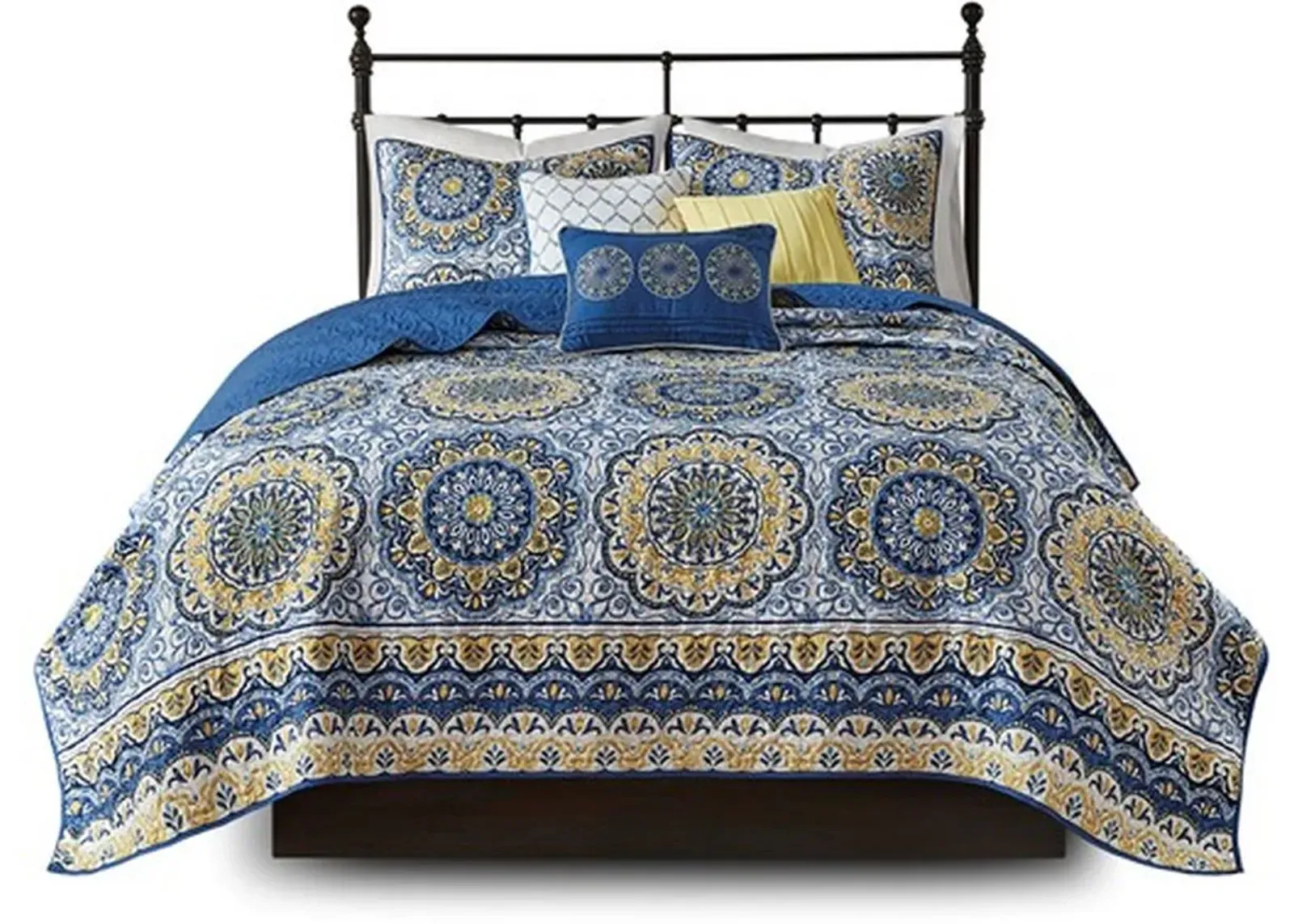 Olliix by Madison Park Blue King/California King Tangiers 6 Piece Reversible Coverlet Set