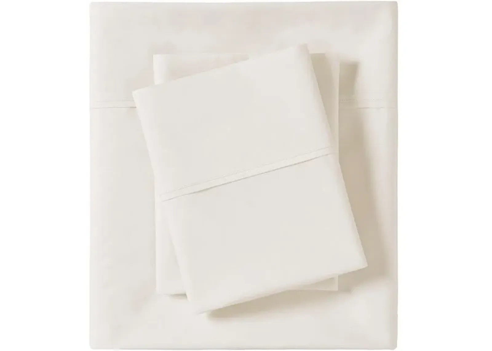 Olliix by Madison Park Ivory Twin Peached Percale Cotton Sheet Set