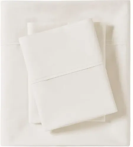 Olliix by Madison Park Ivory Twin Peached Percale Cotton Sheet Set