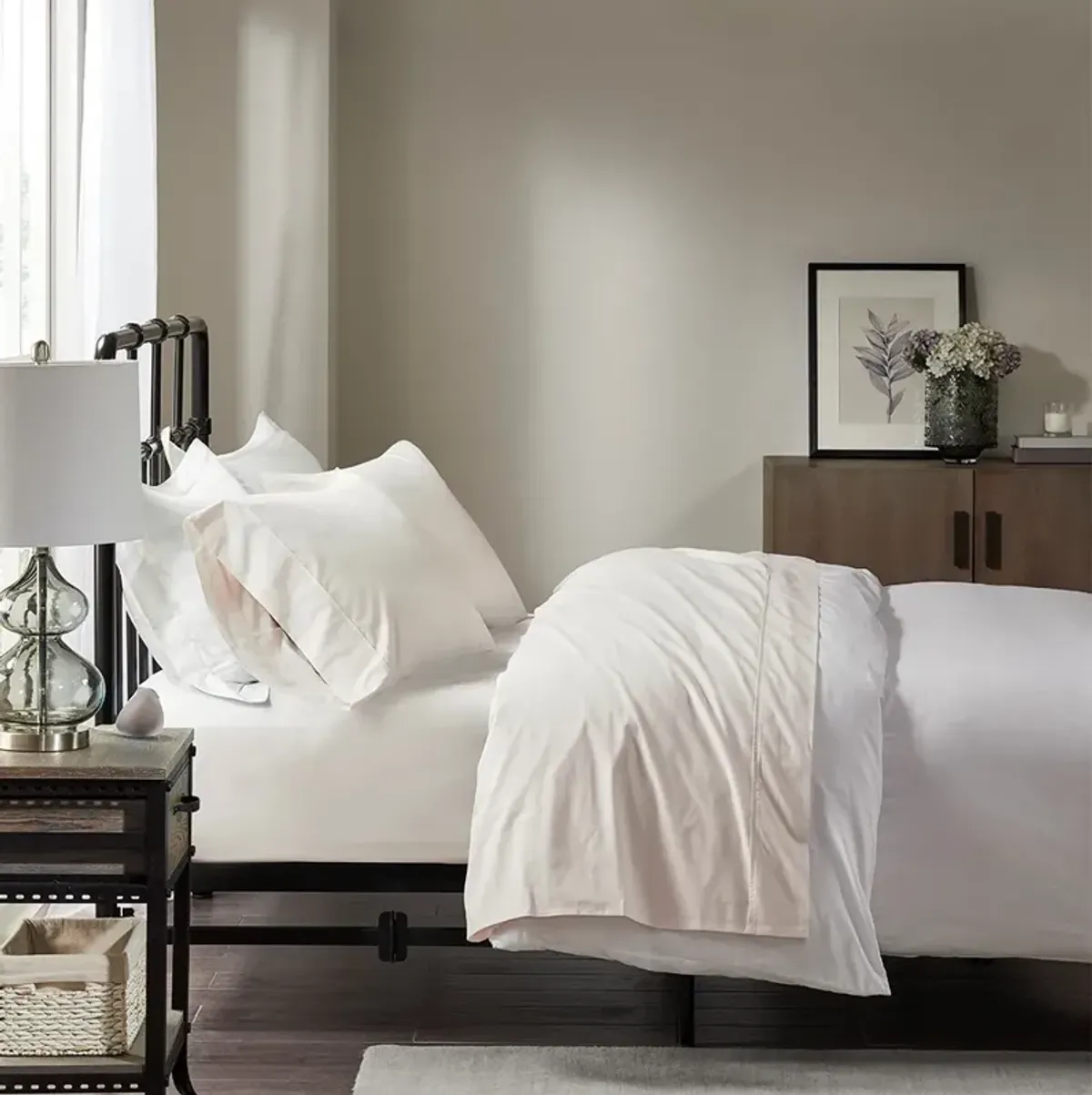 Olliix by Madison Park Ivory Full Peached Percale Cotton Sheet Set