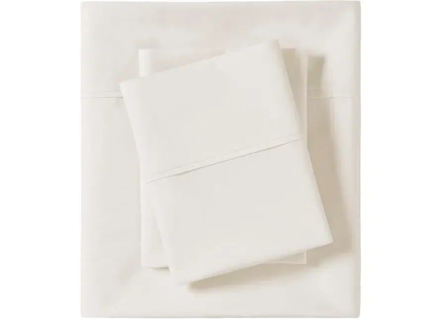 Olliix by Madison Park Ivory King Peached Percale Cotton Sheet Set