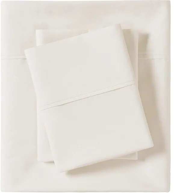 Olliix by Madison Park Ivory King Peached Percale Cotton Sheet Set