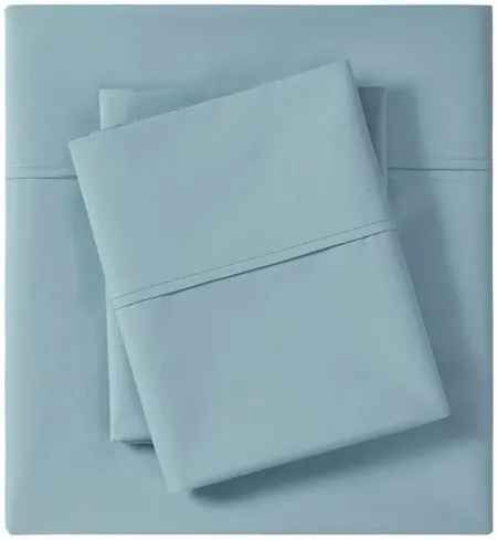 Olliix by Madison Park Teal Queen Peached Percale Cotton Sheet Set