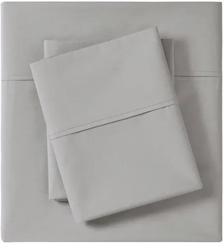 Olliix by Madison Park Grey Twin Peached Percale Cotton Sheet Set