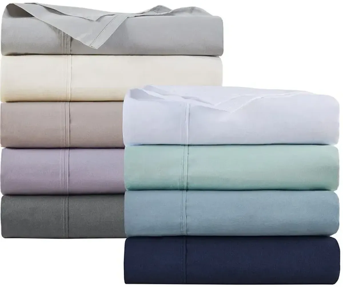 Olliix by Madison Park Purple Twin Peached Percale Cotton Sheet Set